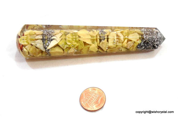 Peridot Stones Orgonite Wand Raw stone Massage