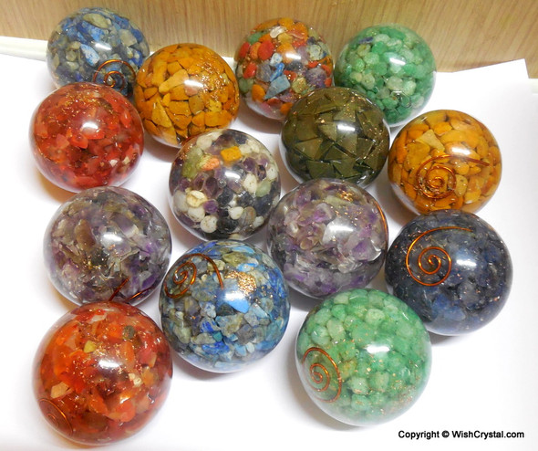 Chakra Stones Orgonite Sphere EMF Protection Healing