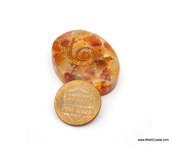 Carnelian Aventurine Orgonite Oval Worry Stone