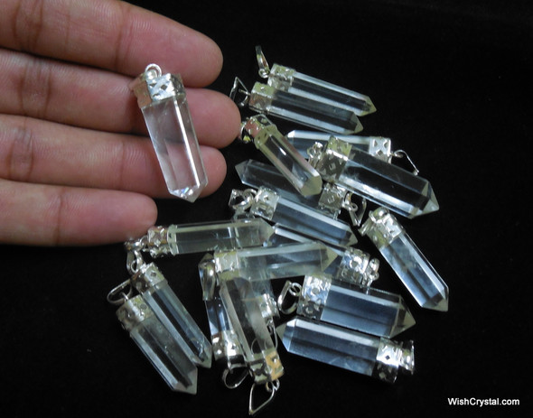 Lot of 50 Natural Crystal Quartz Pendants for Reiki Crystal Healing