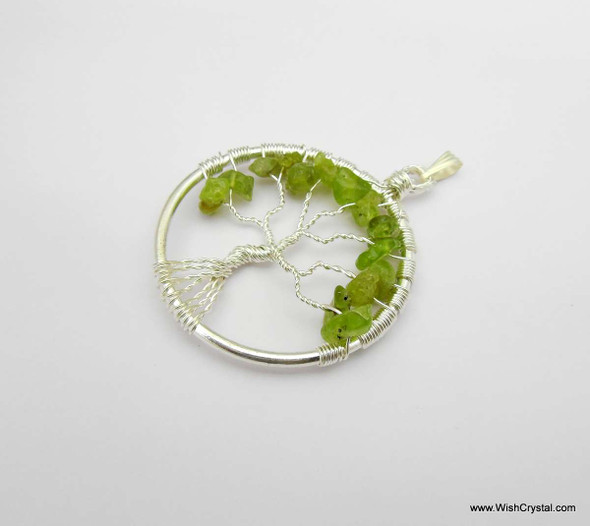 Peridot Tree of Life Pendant - Round