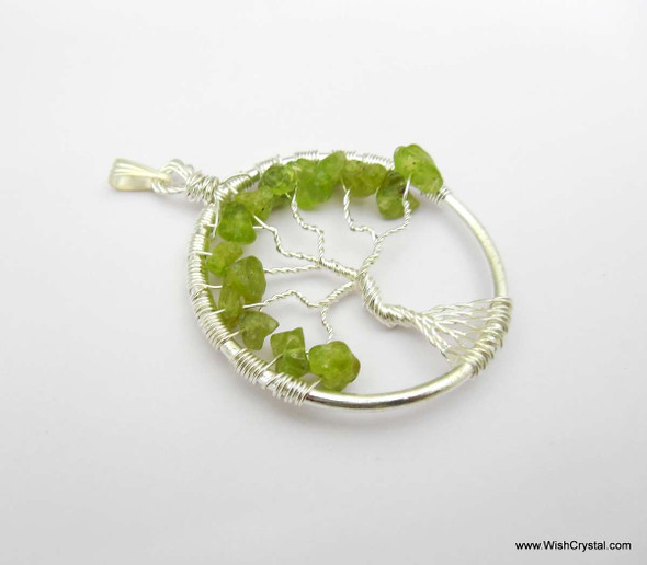Peridot Tree of Life Pendant - Round