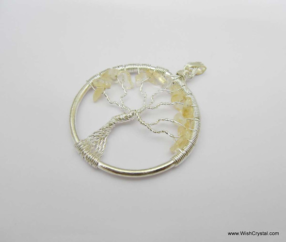 Citrine Tree of Life Pendant - Round