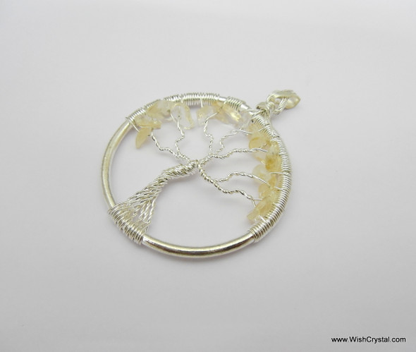 Citrine Tree of Life Pendant - Round