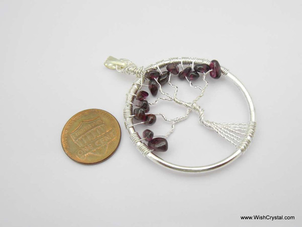 Garnet Tree of Life Pendant - Round