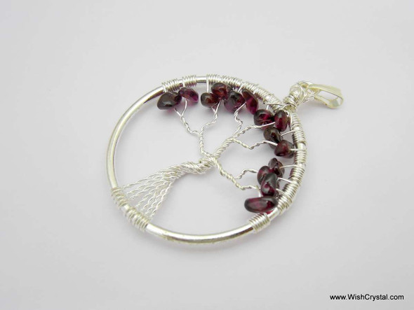 Garnet Tree of Life Pendant - Round