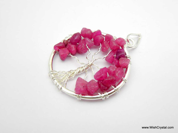 Pink Tree of Life Pendant - Round