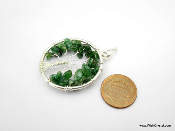 Green Aventurine Tree of Life Pendant - Round