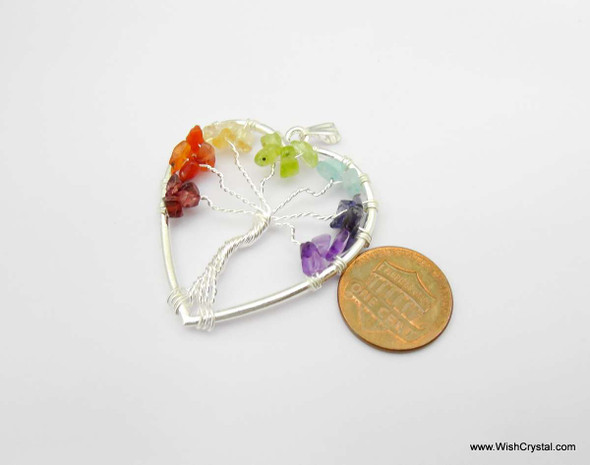 Chakra Stones Tree of Life Pendant - Heart