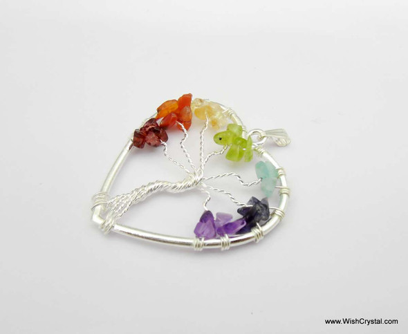 Chakra Stones Tree of Life Pendant - Heart