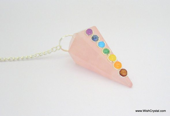 Chakra Stone Crystal Pendulum - Rose Quartz