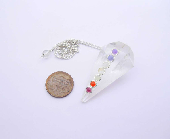 Chakra Stone Crystal Pendulum - Crystal Quartz