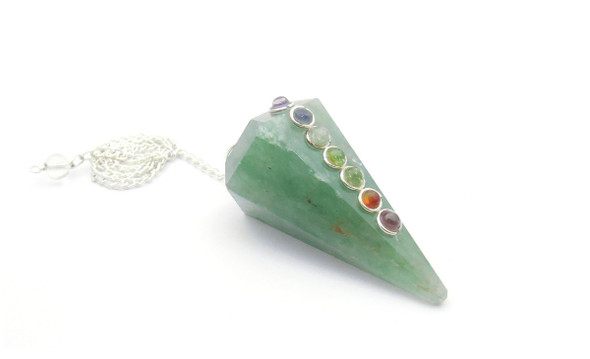 Chakra Stone Crystal Pendulum - Green Aventurine