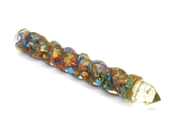 Chakra Stone Twisted Orgonite Wand