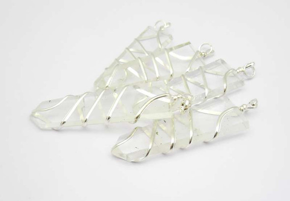 Crystal Quartz 1 3/4 inch wire wrap pendant