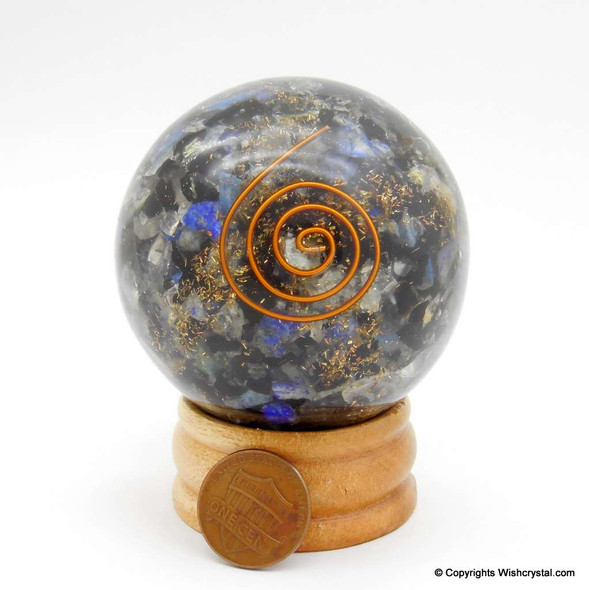 Black Tourmaline, Crystal & Lapis Lazuli Orgonite Sphere EMF Protection Healing - 60 mm