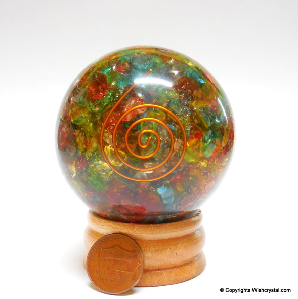 Halo Chakra Stones Orgonite Sphere EMF Protection Healing - 60 mm