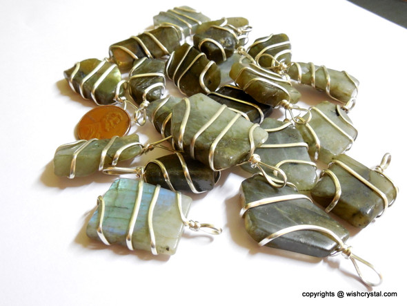 Labradorite wire-wrap pendants