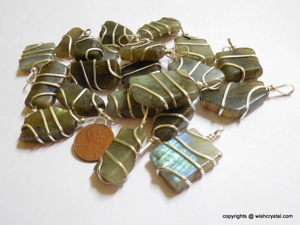 Labradorite wire-wrap pendants