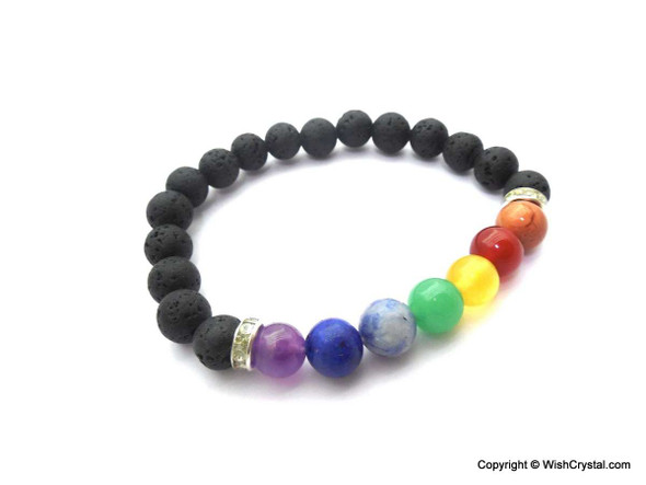 Chakra Stones & Lava Beads Bracelet