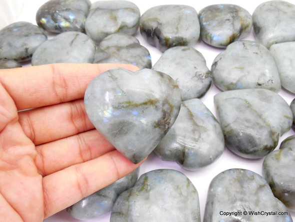 Bag of 8 Labradorite Puffy Hearts - 1 3/4 inch