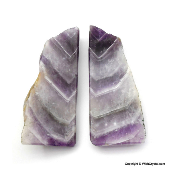 Pair of Natural Chevron Amethyst Palm Stone - Butterfly accent