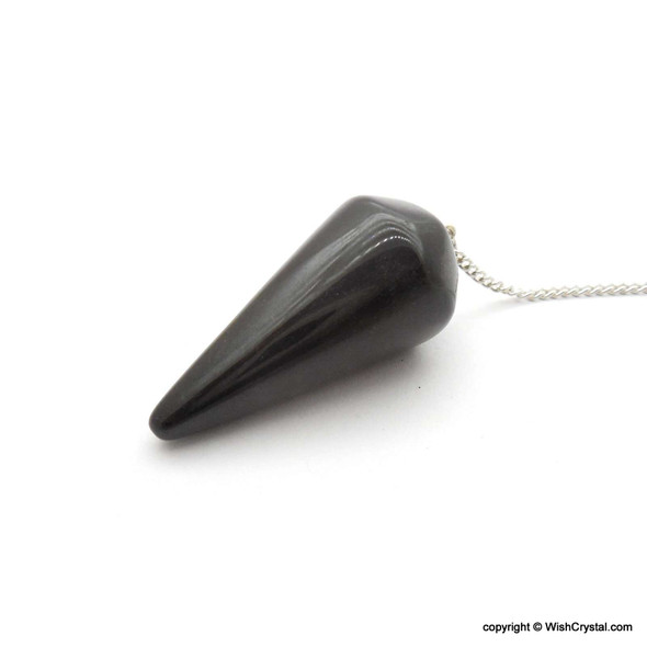 Black Obsidian Pendulum - round surfaced