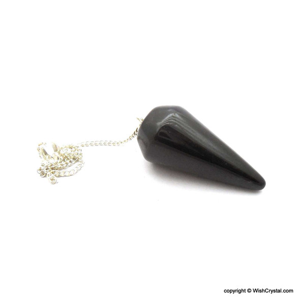 Black Obsidian Pendulum - round surfaced