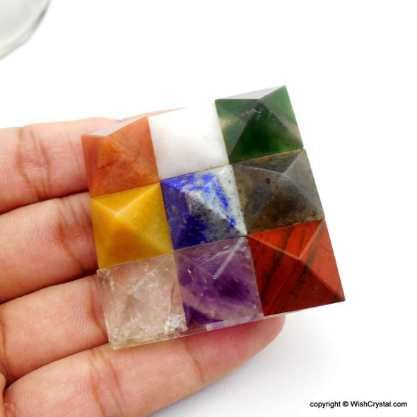 Natural Crystal Chakra Grid Pyramid