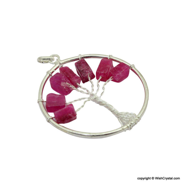 Mystic Pink Quartz Tree of life Pendant