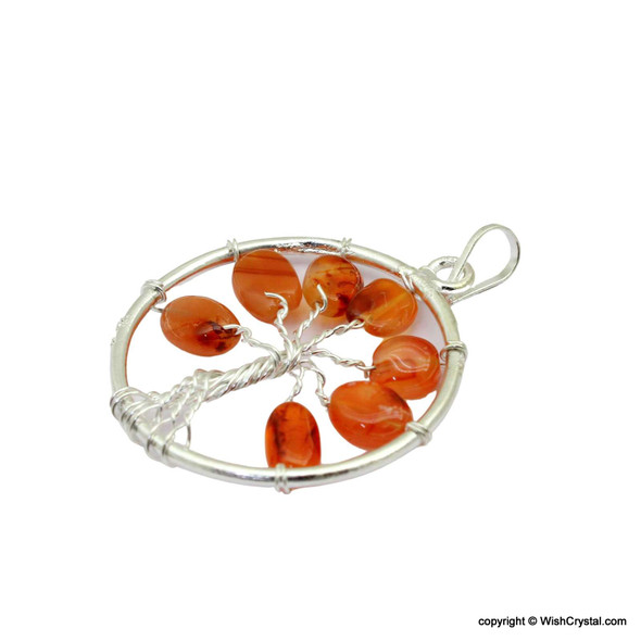 Carnelian flat beads Tree of life pendant