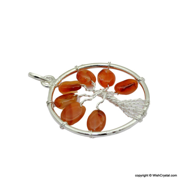 Carnelian flat beads Tree of life pendant