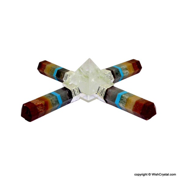Chakra Stones bonded point and crystal pyramid 4 point aura energy generator