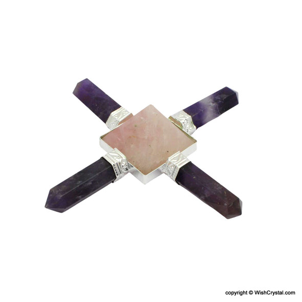 Amethyst Point and Rose Quartz Pyramid 4 points aura energy generator