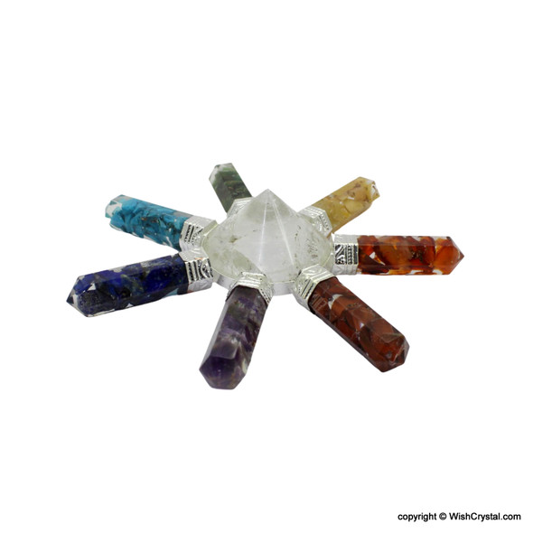 Crystal Pyramid and Orgonite Chakra Points 7 points aura energy generator