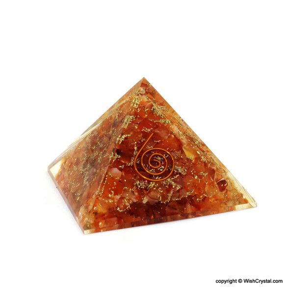 Natural Crystal Filled Chakra Orgonite Pyramid with Copper Coil