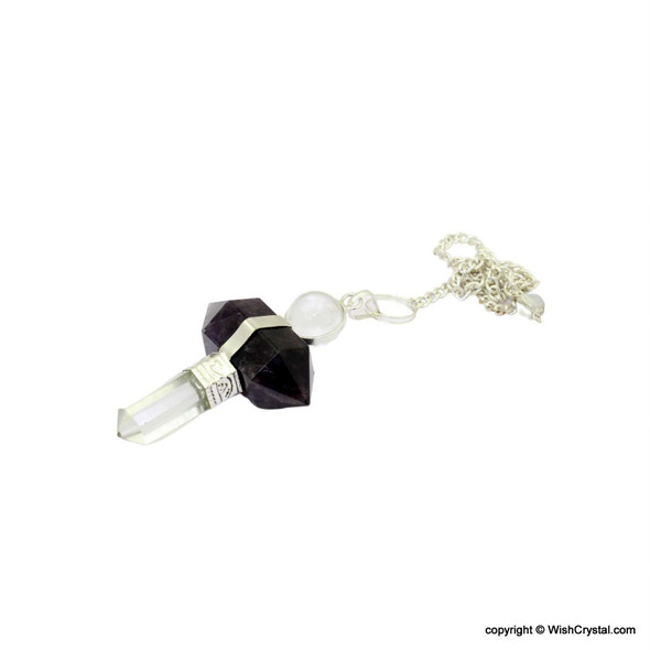 Crystal Quartz & Amethyst Hexagonal 3-piece Pendulum