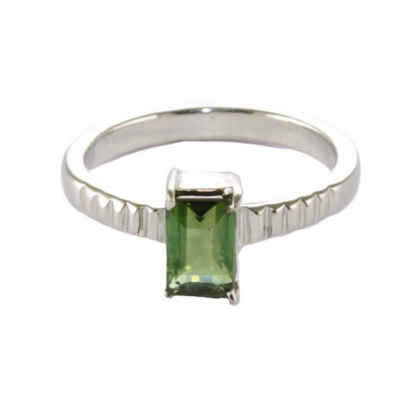 Green Tourmaline Handmade Apache Silver Band