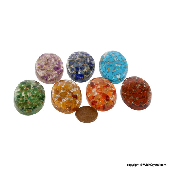 Orgonite Chakra Set of Oval worry stone Orgonite Chakra Set of Oval worry stone