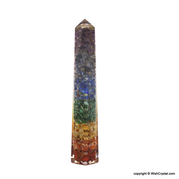Natural Chakra Stones Orgonite Obelisk Tower