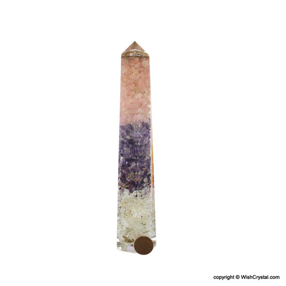 Rose Quartz, Amethyst and Crystal Quartz Orgonite Wand