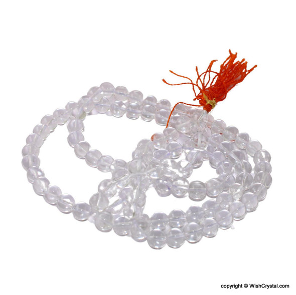 Natural Quartz Crystal Mala 7 to 8 mm | Himalayan Quartz 108 Beads