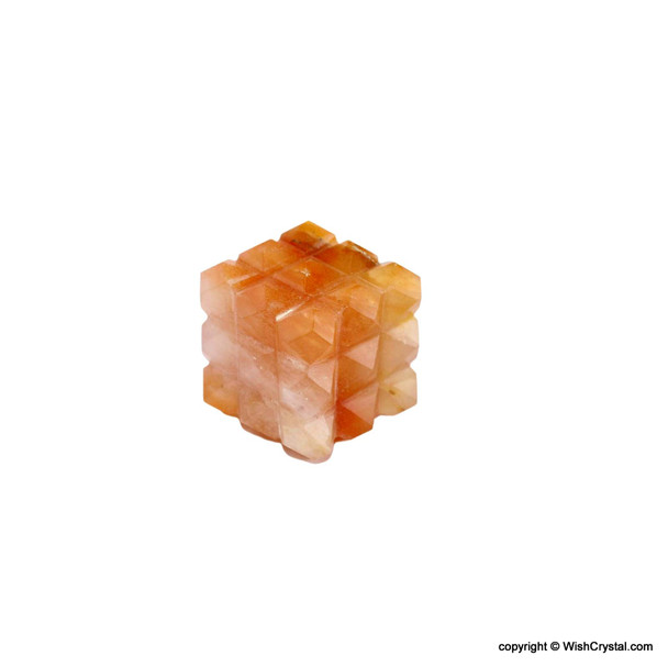 Red Aventurine Pyramid Cube Aura Energy Generator with 54 Points