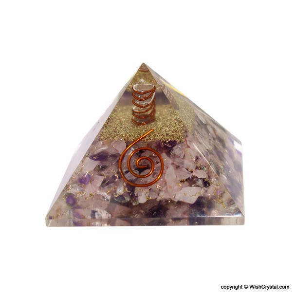 Rose Quartz, Amethyst and Crystal Orgonite Pyramid