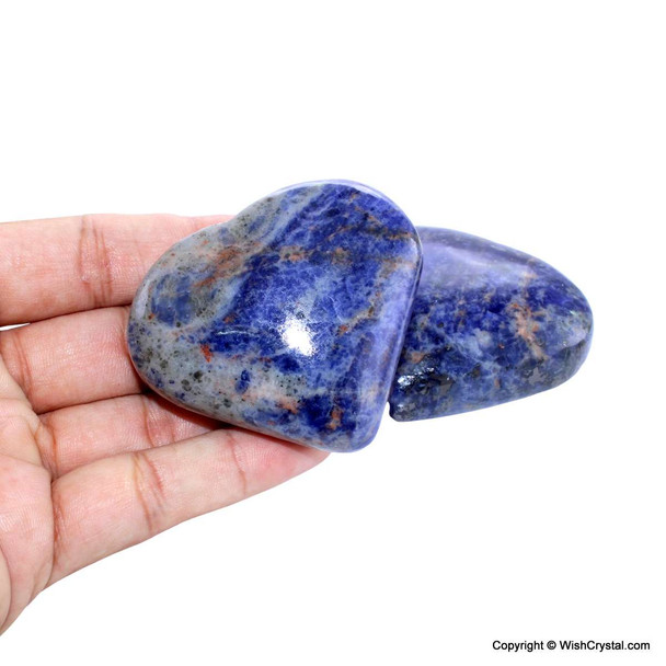 Bag of 5 Sodalite Puffy Heart Worry Stone - 2 inch Bag of 5 Sodalite Puffy Heart Worry Stone - 2 inch