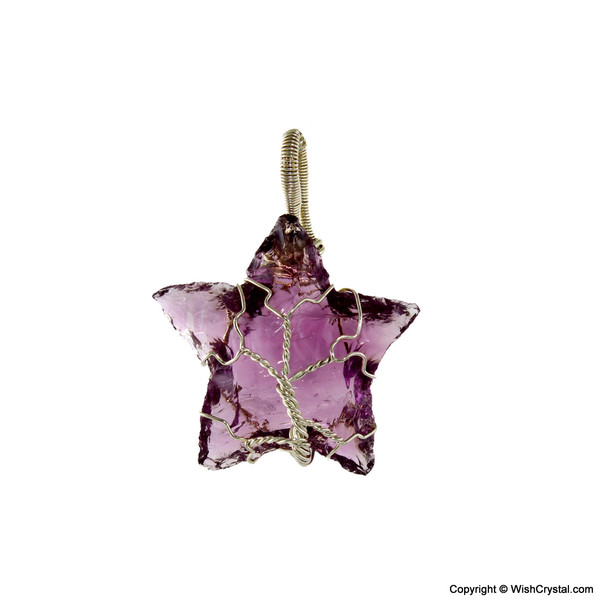 Halo Amethyst Star wire wrap pendant