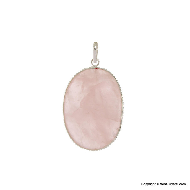 Rose Quartz Oval Shape Pendant - 1 1/2 inch