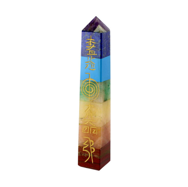 Chakra Stone Bonded Obelisk with Reiki Sign - 5 inch