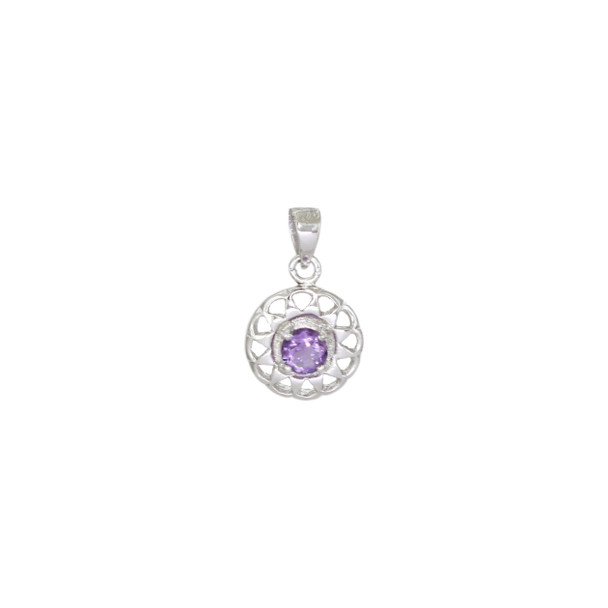Classic round gemstone sterling silver pendant