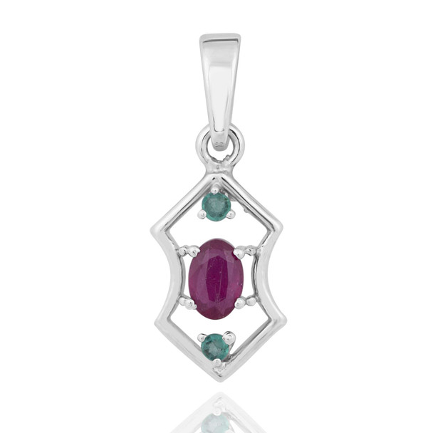 Emerald and Ruby Sterling Silver Pendant Emerald and Ruby Sterling Silver Pendant